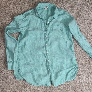 L.L. Bean Linen Green Casual Shirt
